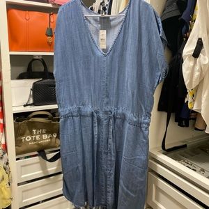 Loft Chambray Tie Waist Dress